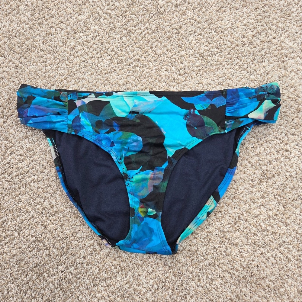 Athleta Floral Multicolored Blue Black Green Bikini Bottoms Size XL